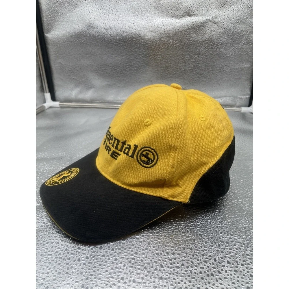 Continental Tire Baseball Cap Embroidered Yellow Black Adjustable Racing Cars